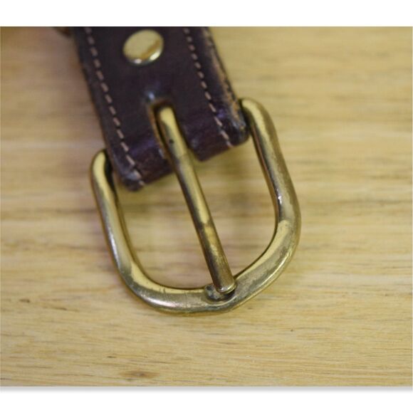 Tory Leather Co. Havana Brown Studded 3/4” English Bridle Clincher Belt Size 28 - Picture 11 of 11